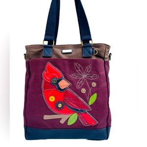 Chala cardinal bird tote bag- carryall tablet work book